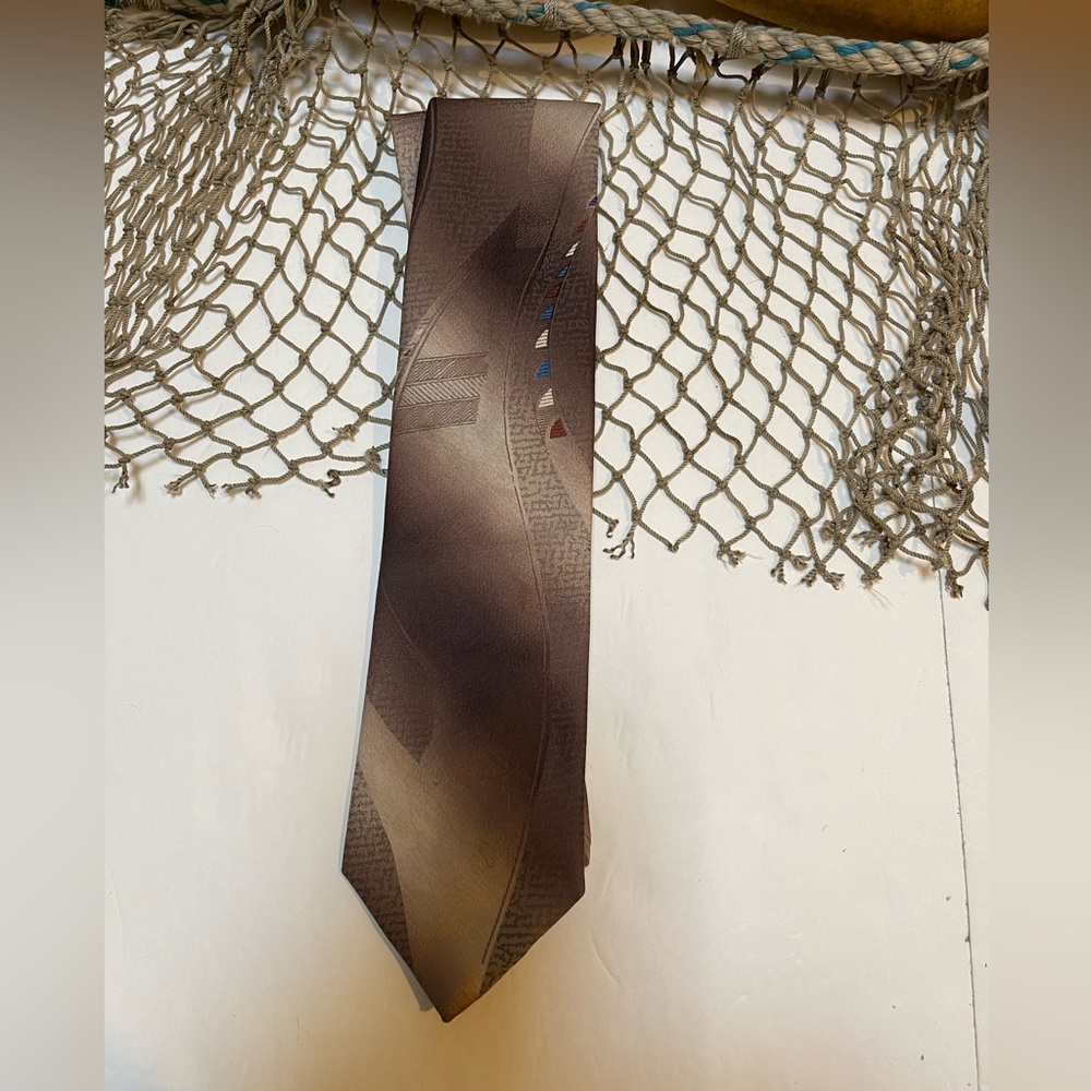 Mens Town N Craft Brown Print  neck tie